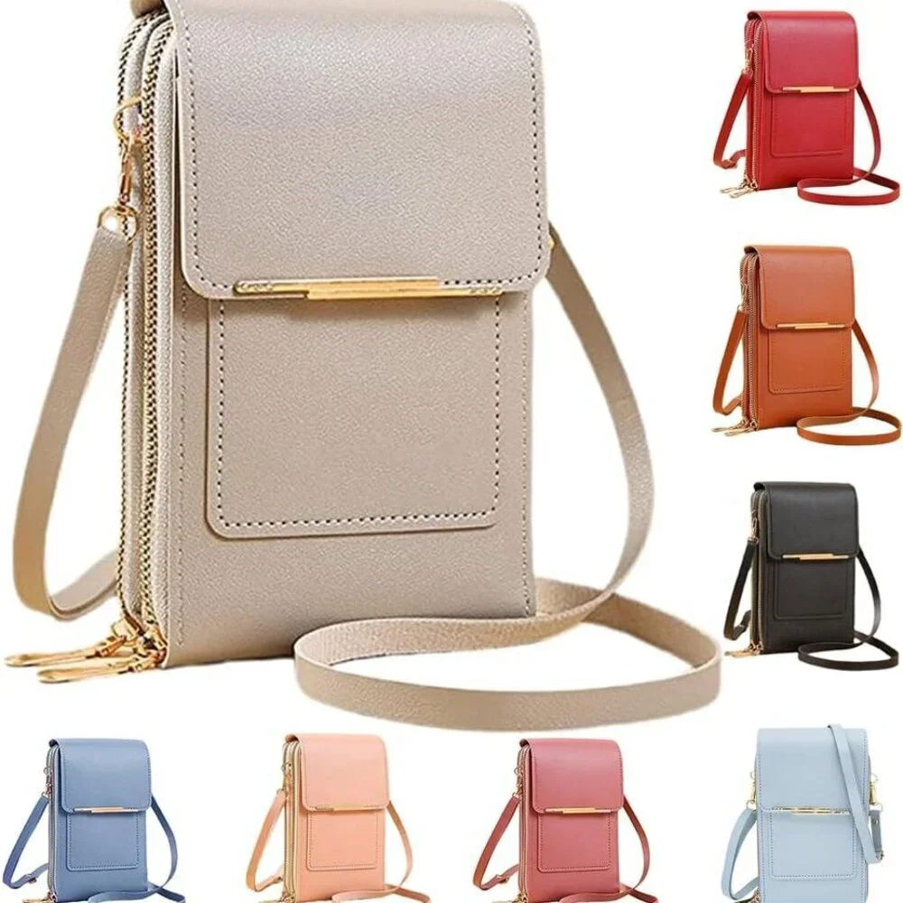 Anti-Theft Leather Crossbody Bag RFID Blocking Small Phone Purse for Women